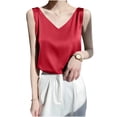 thumbnail image 2 of Lmueinov Womens Summer Satin V-Neck Tank Tops,Soft Silky Sleeveless Cami,Breathable Comfortable Shirt for Women, Everyday Casual Wear, 2 of 4