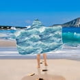 thumbnail image 2 of Yayeee Kids Hooded Towel with Hand Pockets Beach Soft Absorbent Bath Wrap 50 x 23.5 inch, Green Watercolor Ocean Waves, 2 of 5