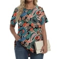 thumbnail image 4 of Fantaslook Plus Size Womens Tunic Tops Short Sleeve Casual Floral Shirts Swing Flare Dressy Blouses, 4 of 9