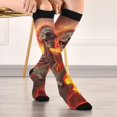 thumbnail image 5 of Coolnut Flame Skull Playing Guitar Compression Socks Women Men Knee High Stockings 1Pair for Sports, Running, Travel204 Gift, 5 of 7