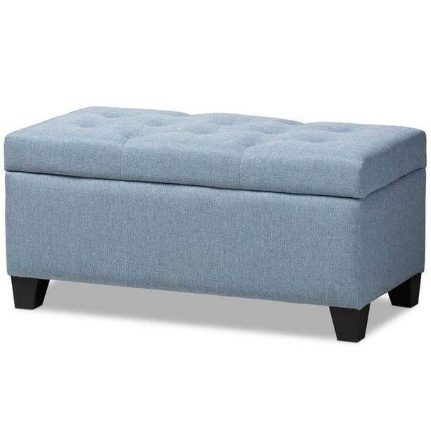Baxton Studio Michaela Upholstered Storage Ottoman Bench in Light Blue