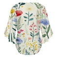 thumbnail image 6 of Lovely Watercolor Floral Pattern Design Women's V-Neck Blouse With 3/4 Ruffled Bell Sleeves Casual Top Ladies Blouses, 6 of 7