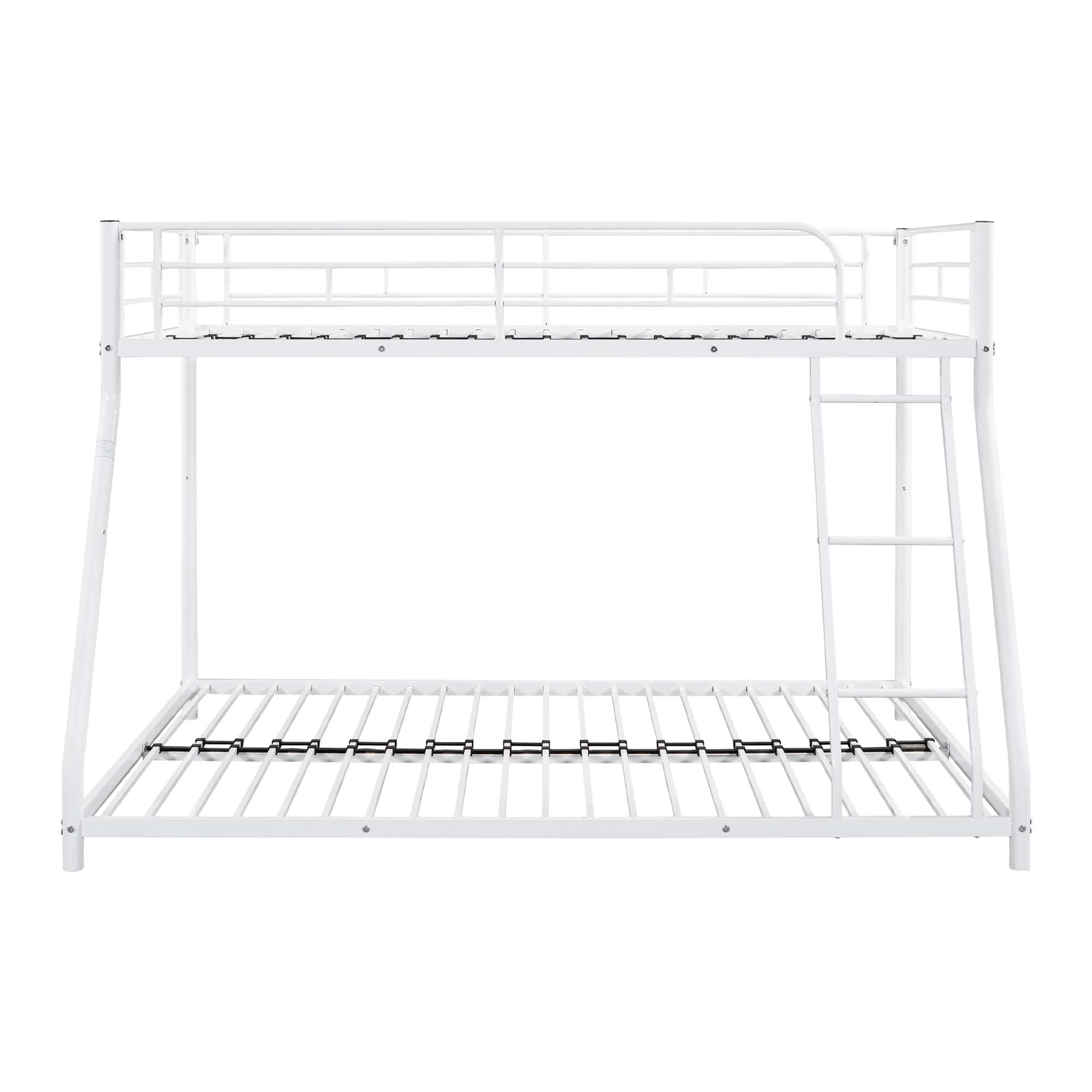 Aukfa Twin-Over-Full Bunk Bed, Heavy Duty Metal Low Bunk Bed for Kids Teens Dorm - White