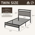 thumbnail image 2 of Bolvdo Twin Bed Frame with Headboard & Footboard, LED Light & Charging Station, Under-Bed Storage, Noise-Free, No Box Spring Needed, Easy Assembly, Rustic Gray, 2 of 8