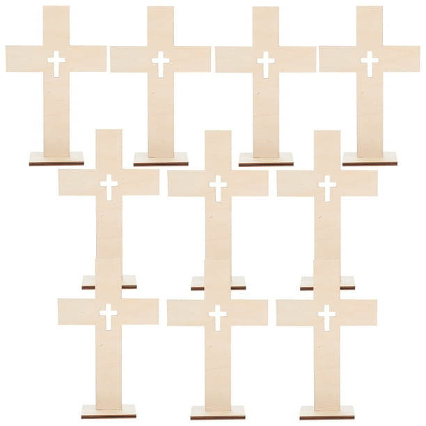 10 piezas de cruz de madera para decoración de cruces de madera, figura decorativa para manualidades