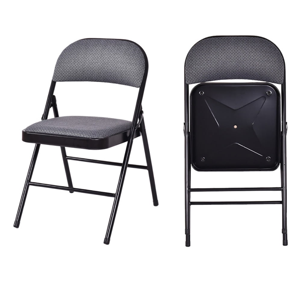 Finihen Folding Chairs Set of 2, Folding Dining Chairs, 2 PCS Folding Chair Set with Upholstered Seat and Fabric Covered Backrest, for Inside Outside Home Office, Black Finihen Folding Chairs Set of 2, Folding Dining Chairs, 2 PCS Folding Chair Set with Upholstered Seat and Fabric Covered Backrest, for Inside Outside Home Office, Black