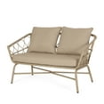 thumbnail image 2 of Montserrat Wicker Outdoor Loveseat with Cushions, Light Brown and Beige, 2 of 9