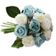 thumbnail image 3 of Ramo de rosas artificiales de 12 cabezas, paquete de flores de simulación, decoración del hogar, adorno de flores falsas para bodas, blanco azul sidaley HA7941-07B, 3 of 6