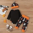 thumbnail image 6 of Styles I Love Baby Toddler Boys Witch Pumpkin Skeleton Bodysuit and Bottom with Hat 3pcs Cotton Black Halloween Outfit (6 Months), 6 of 8