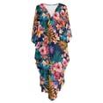 thumbnail image 4 of Xoenoiee Tropical Hibiscus Plumeria Print Women’s Kaftan Beach Cover Up Dress Palm Leaves Design Plus Size Summer Caftan V-Neck Swimsuit Loungewear Maxi Dress with Side Slits, 4 of 7