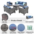 thumbnail image 3 of Ovios 5 Steel Spacious Outdoor Conversation Sets with Sofa and Loveseat, Brown/Denim Blue, 3 of 7
