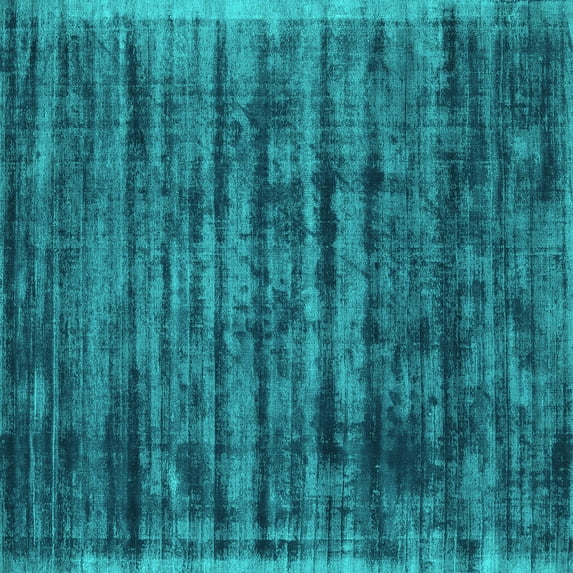 Ahgly Company Indoor Square Abstract Turquoise Blue Contemporary Area Rugs, 3' Square