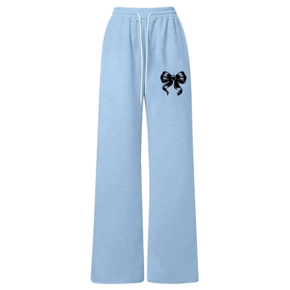 WAYUTE Girls Pants Bow Knitted Loose Fit Casual Joggers Pants Straight Leg Comfortable Sports Athletic Sweatpants with Back Pocket