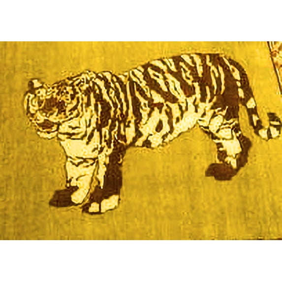 Ahgly Company Machine Washable Indoor Rectangle Persian Yellow Traditional Area Rugs, 5' x 7'