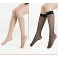 thumbnail image 2 of Medias de tubo de gran tamaño de verano para mujer, ultrafinas, anti-gancho, de seda, pierna fina, medias de tubo de media longitud hasta la pantorrilla de seda negra japonesa, 2 of 6
