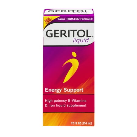Geritol Liquid High Potency B-Vitamins & Iron Liquid Supplement Energy Support, 12.0 FL