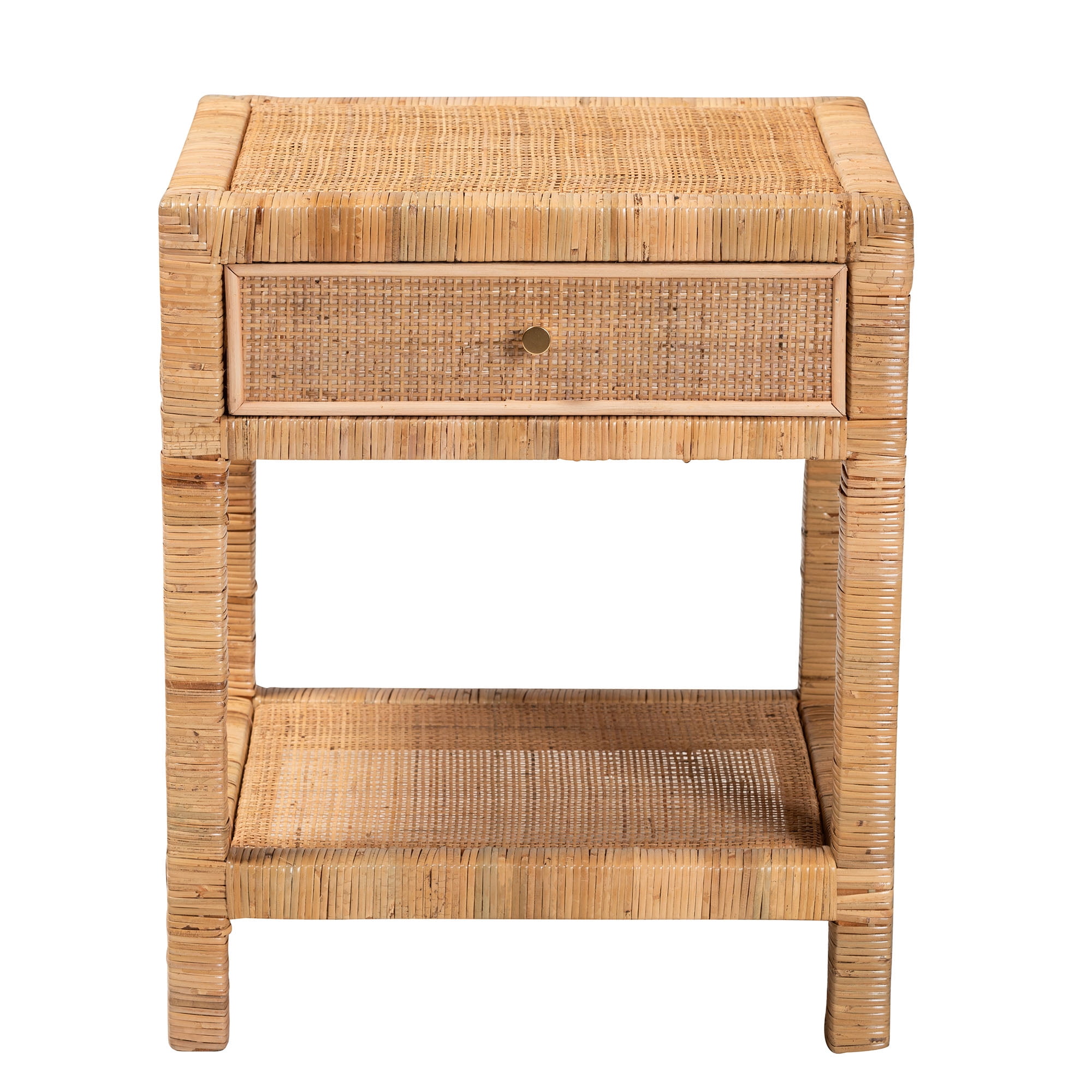 bali & pari Adelia Rattan BOHO Nightstand, 1-Drawer, Natural Brown