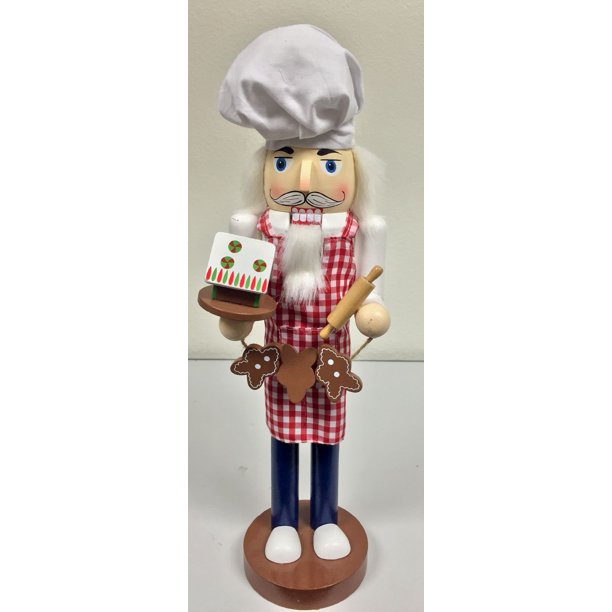 Baker with Cookies and Gingerbread House Wooden Christmas Nutcracker 14 Inch New