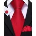 thumbnail image 2 of Set de Corbata Barry.Wang de Seda a Cuadros Roja 150cm con Pañuelo y Gemelos, 2 of 5