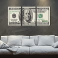 thumbnail image 3 of 3 Panels Canvas Wall Art 100 Bill Dollar ​Money Printing Poster for Home Decor and Office Living Room Artwork Not Framed ,48"X24", 3 of 5