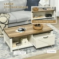 thumbnail image 3 of HOMCOM Farmhouse Coffee Table with Storage and Drawer, White, 3 of 9