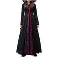 thumbnail image 2 of EQWLJWE Robe de Sorcière d'Halloween pour Femme à Capuche à Manches Longues Gothique de Cour à Manches Longues à Encolure Carrée Robe à Lacets, 2 of 8