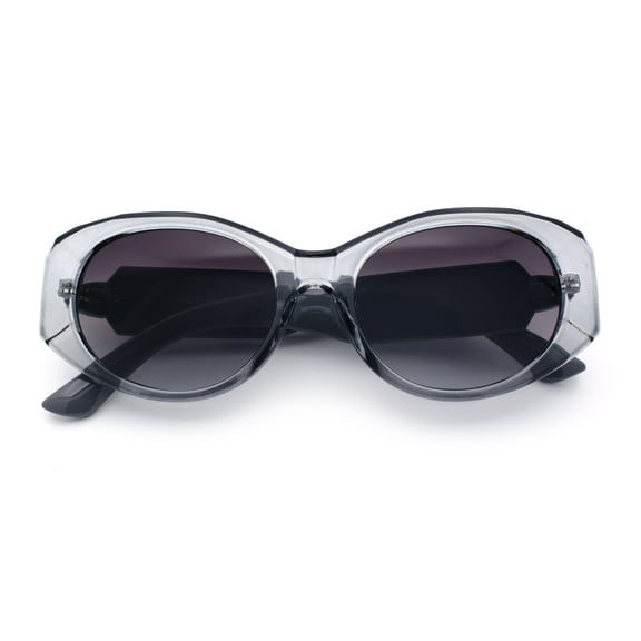 Womens Oversized Oval Mod Luxury Fashion Plastic Sunglasses Slate - Smoke