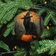 thumbnail image 5 of Christmas Ornaments Vintage Halloween Personalized Christmas Ornament Gift Ceramic Holiday Decoration Present Porcelain 3inch Flat Black Cat Wearing A Witch's Hat with Pumpkin Ceramic, 5 of 5