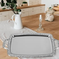 SHOWERORO 1Pc Silver Platter Rectangular Metal for Adults in Home Use