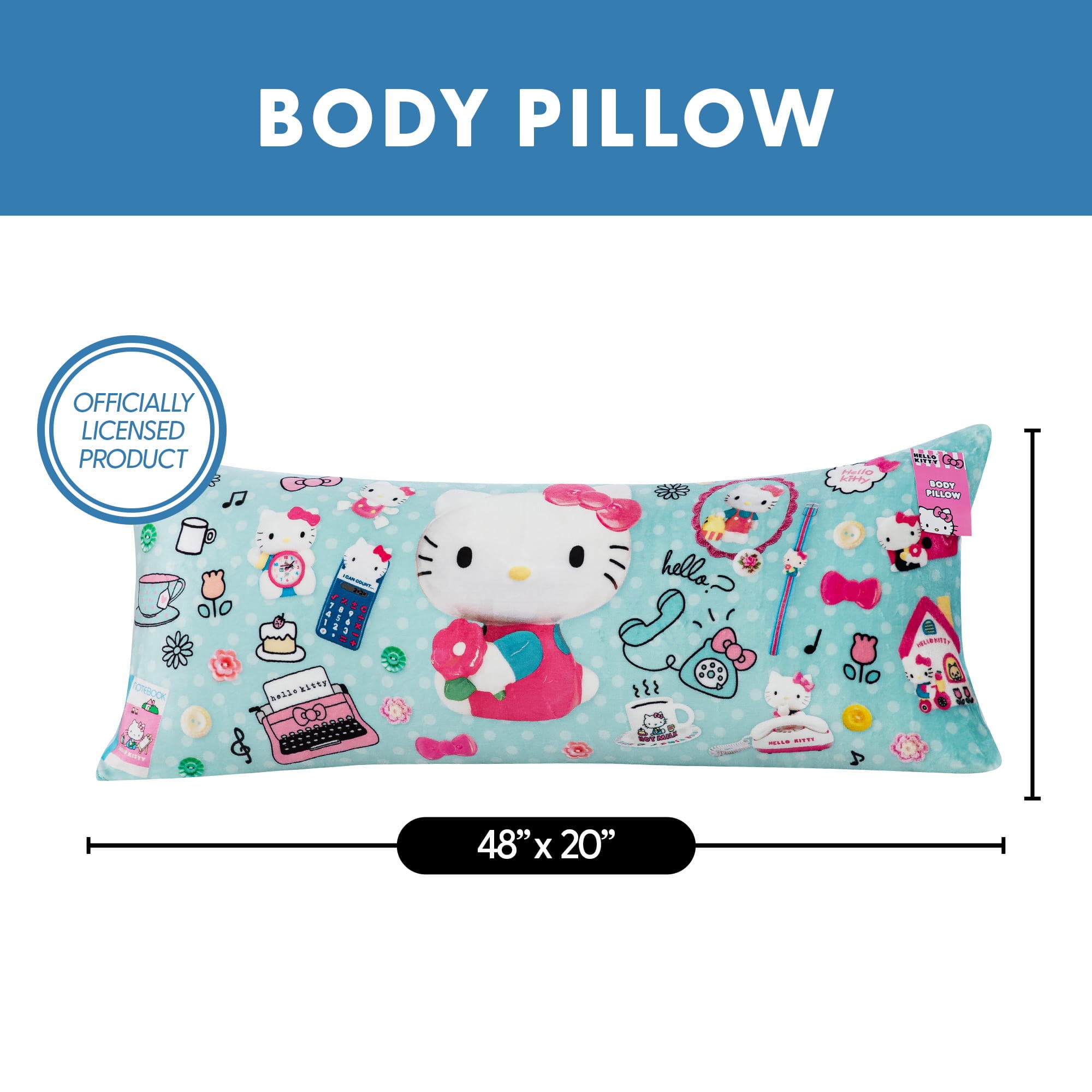 Hello Kitty Lets Go Retro 20x48 Body Pillow