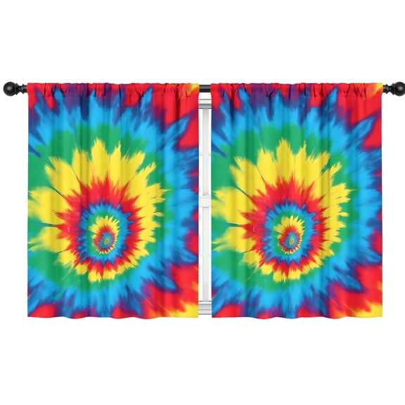 Blackout Kids Curtains,Colorful Rainbow Tie Dye Spiral Pattern Childrens Insulated Curtains Set Of 2,Bedroom Essentials,Toddler Room Decor 42"x54"