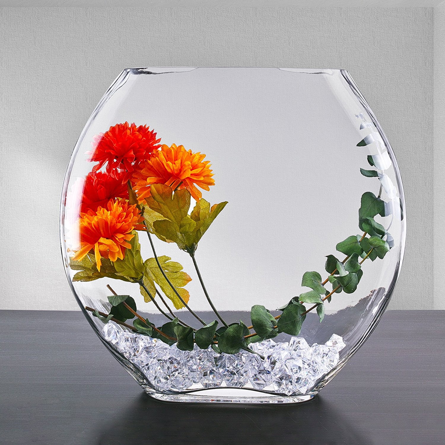 Oval Vase, Moon Shape Glass Vase. H-11", (Pack of 1 pc), Moon Shape