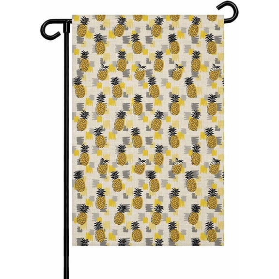 Summer Pineapple Garden Flag, 12 x 18 Inch Double-Sided, Retro Tropical Fruit Yard Flag Banner for Outdoor Garden and Home Décor