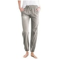 thumbnail image 1 of Womens Cargo Pants With Pockets Minimalist Spring Summer Solid Color Pants With Printed Pockets Drawstring Womens Pants Trendy 2025 Grey M, 1 of 3