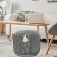 thumbnail image 4 of LR Home Small Tassels Geometric Indoor Round Pouf, Black/White, 18" x 18" x 14", 4 of 8
