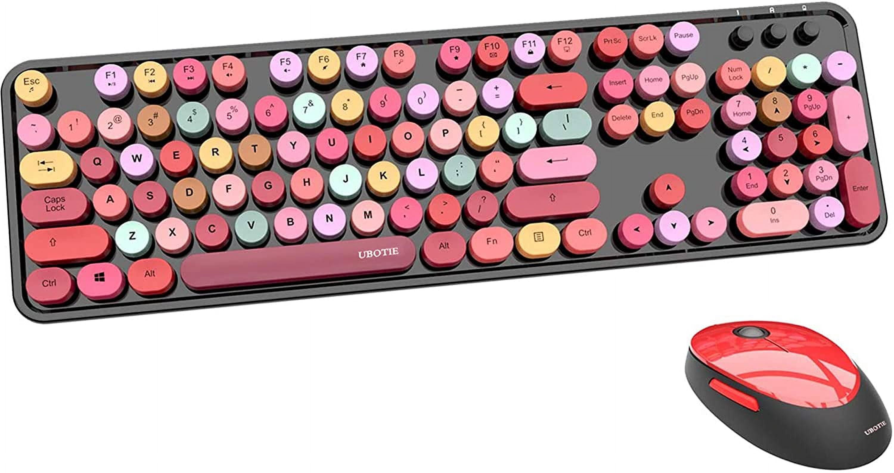 Colorful Computer Wireless Keyboard and Mouse Combination, Typewriter Soft Key Office Full-size Keyboard, 2.4GHz Non-drop Connection and Optical Mouse (purple Color)