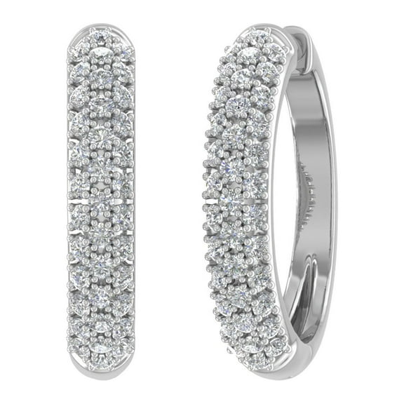 1/2 Carat Diamond Hoop Earrings in 14K White Gold (SI1-SI2 Clarity)