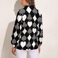 thumbnail image 3 of Poker Cards Print Blouse Female Card Suits Casual Loose Blouses Long-Sleeve Modern Shirt Printed Clothing Large Size, 3 of 7