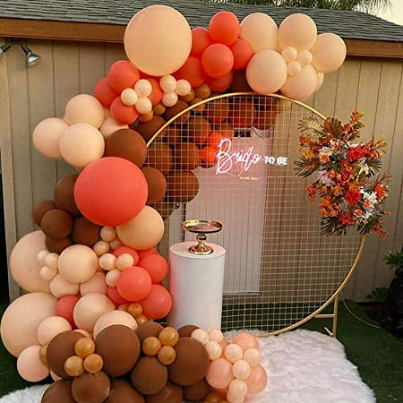 Coffee Balloon Arch Garland Kit-Macaron Orange Balloon Red Balloon Coffee Balloon 134Pcs for Birthday,New Year's Party,Graduation,Wedding,Bachelorette,Tropical Party,Christmas and Holiday.