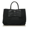 Pre-Owned Prada Fiocco Bow Tessuto Tote Bag Nylon Fabric Black