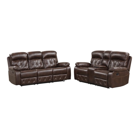 Furniture of America Pannet 2-Piece Manual Reclining Sofa Set