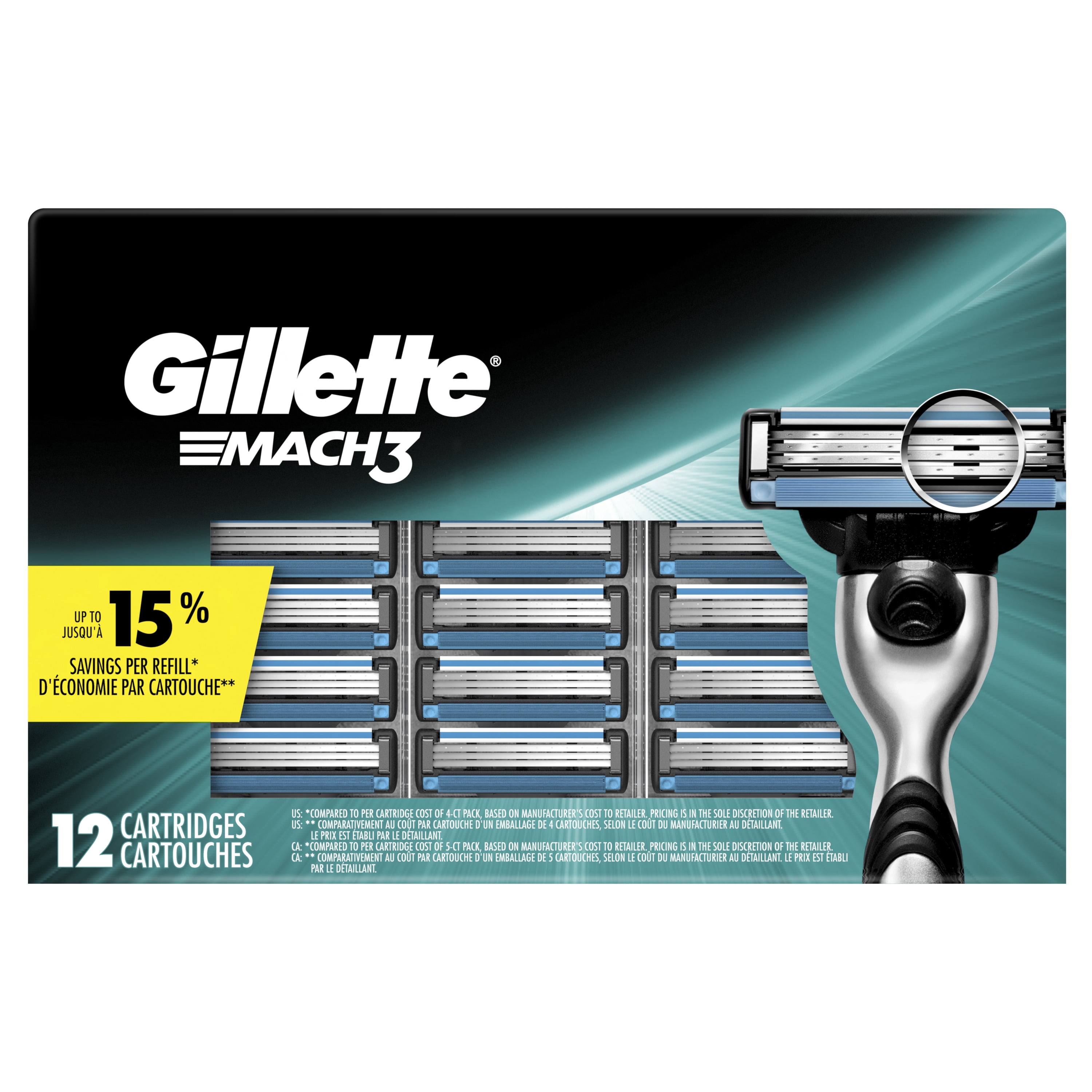Gillette Mach3 Mens Razor Blades Refill Cartridges, 12 ct