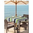 thumbnail image 3 of Outdoor Tablecloth with Umbrella Hole for Patio/Picnic/Party/Camping, Green Gray Striped Waterproof Table Cloth Square Cover Washable, Farmhouse Stripes Modern Abstract Art (54"x 54"), 3 of 8