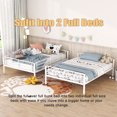 thumbnail image 3 of Bellemave Metal Bunk Bed Full Over Full Size with Ladder and High Guardrail, Bunk Bed Frame Can be Divided into Two Beds, Noise Free（White）, 3 of 8