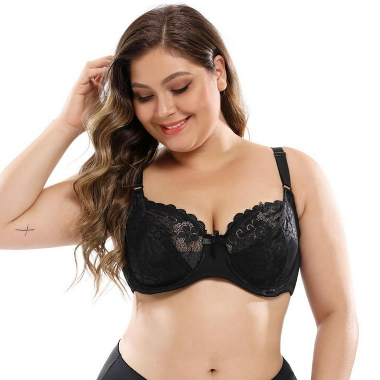 Sexy Front Closure Plus Size Unlined Floral Lace Bras – Okay Trendy