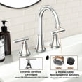 thumbnail image 5 of KINGTACK Bathroom Faucet for Sink 3 Hole, Brushed Nickel Bathroom Faucets with Pop-up Drain and Supply Lines, 2 Pack, 5 of 10