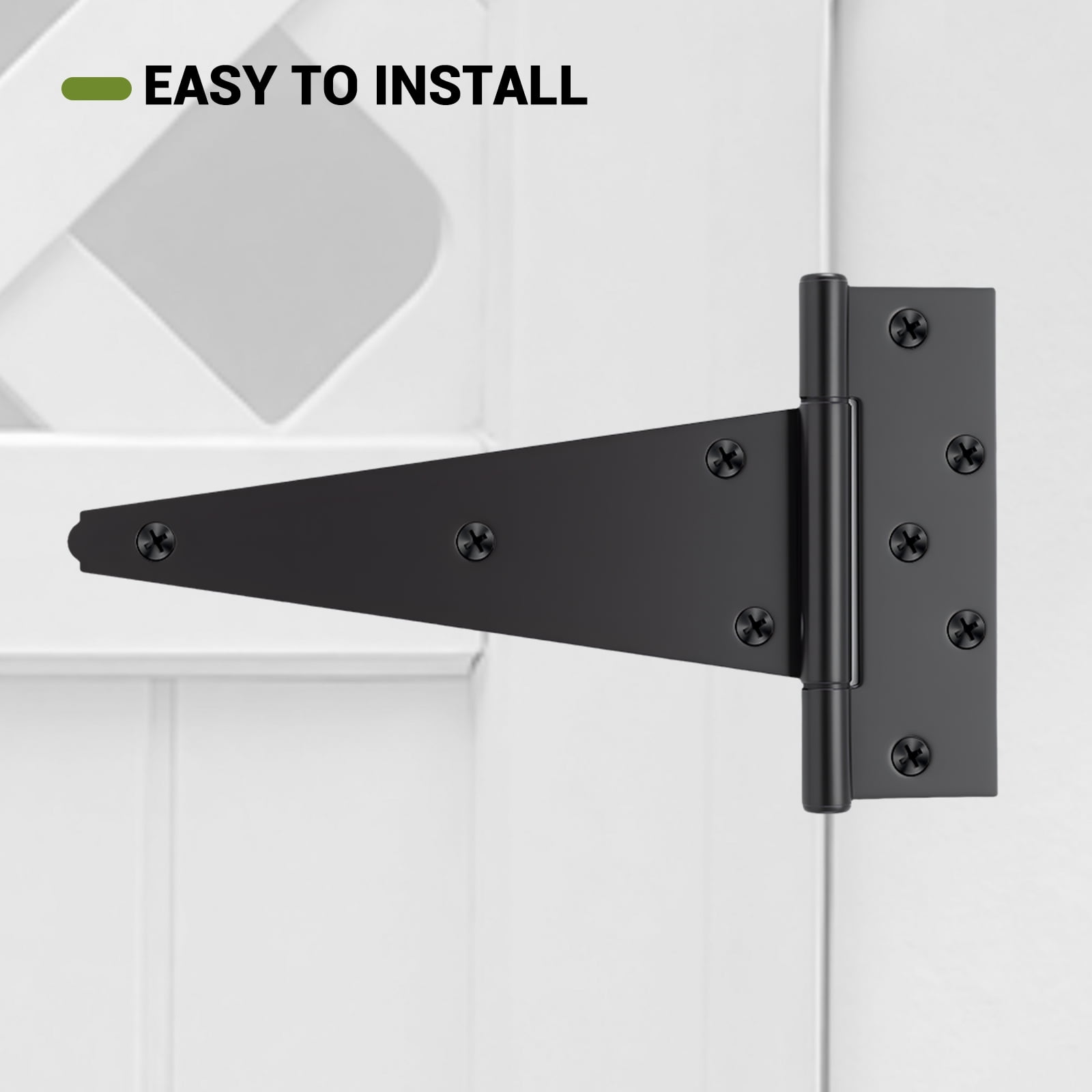 WellMade 4 Pack Heavy Duty Gate Hinges，10 In Decorative Black Hinge Wood Fence with Screws for Barn Doors, Storage Bins, and Tool Boxes