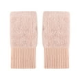 thumbnail image 2 of TOPTIE Winter Fingerless Gloves Pink for Women, Furry Fur Half Finger Wrist Warmers Mitten for Cold Weather (Pair), 2 of 7