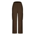 thumbnail image 3 of Coffee Cargo Pants Womens Fashion Solid Color Loose Straight Leg With Pockets Casual Pants Yoga Pants Fall Outfits Yoga Pants With Pockets for Women Size L, 3 of 4