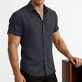 thumbnail image 4 of Yyuenw Linen Shirts for Men, Solid Color Slim Fit Short Sleeve Button Down Shirt, Casual Summer Top for Men, 4 of 9